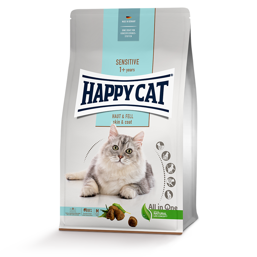 Eine Packung Happy Cat Sensitive Haut & Fell Trockenfutter