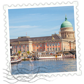 Briefmarke vom Hafen in Potsdam.