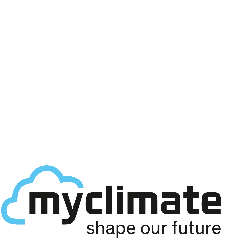 Logo von myclimate shape our future.