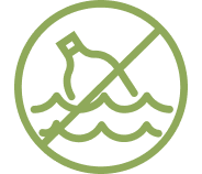 Icon einer schwimmenden Flasche, welches durchgestrichen ist.