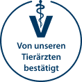 Icon einer Schlange, welche sich um einen Stab windet. Die Worte von Tierärzten entwickelt steht darunter.