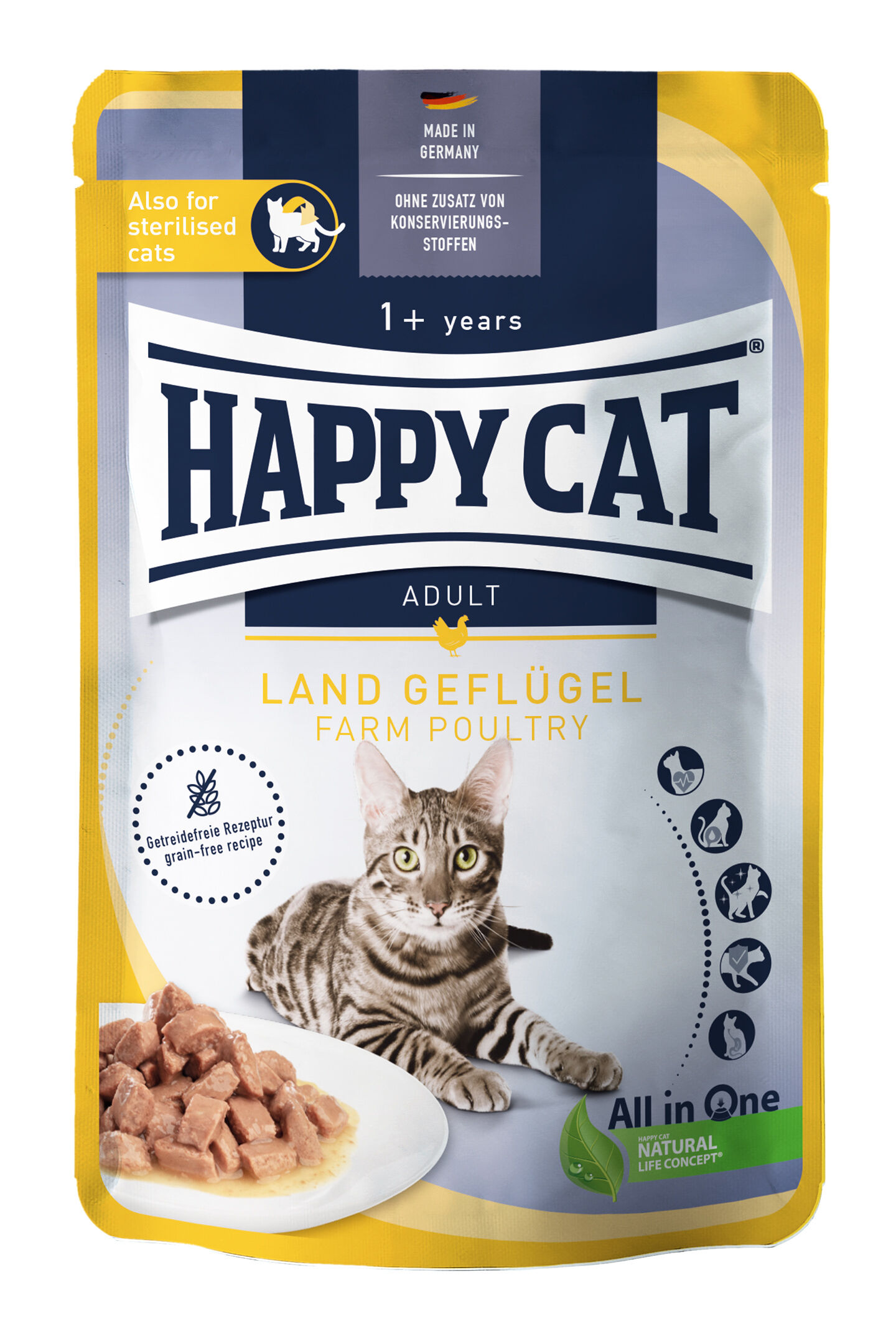 Meat in Sauce - Culinary Land-Geflügel (Gevogelte) Nassfutterpackung von Happy Cat in der Sorte Culinary Land Geflügel.