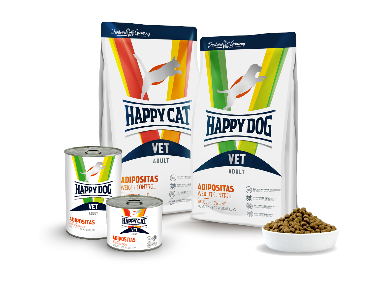 Vet Produkte und ein befรผllter Futternapf.