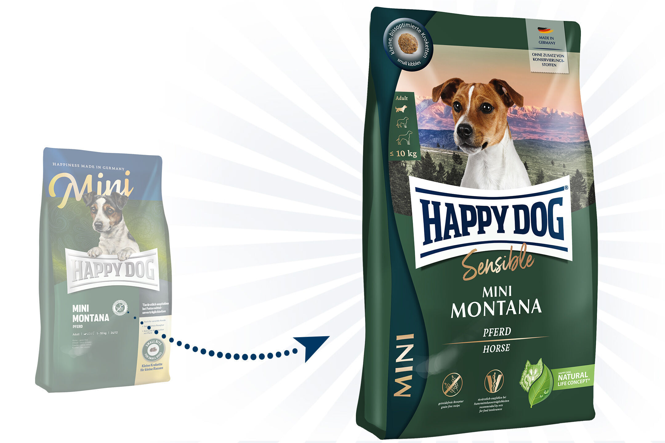 Hundefuttersack von Happy Dog in der Sorte Sensible Mini Montana.