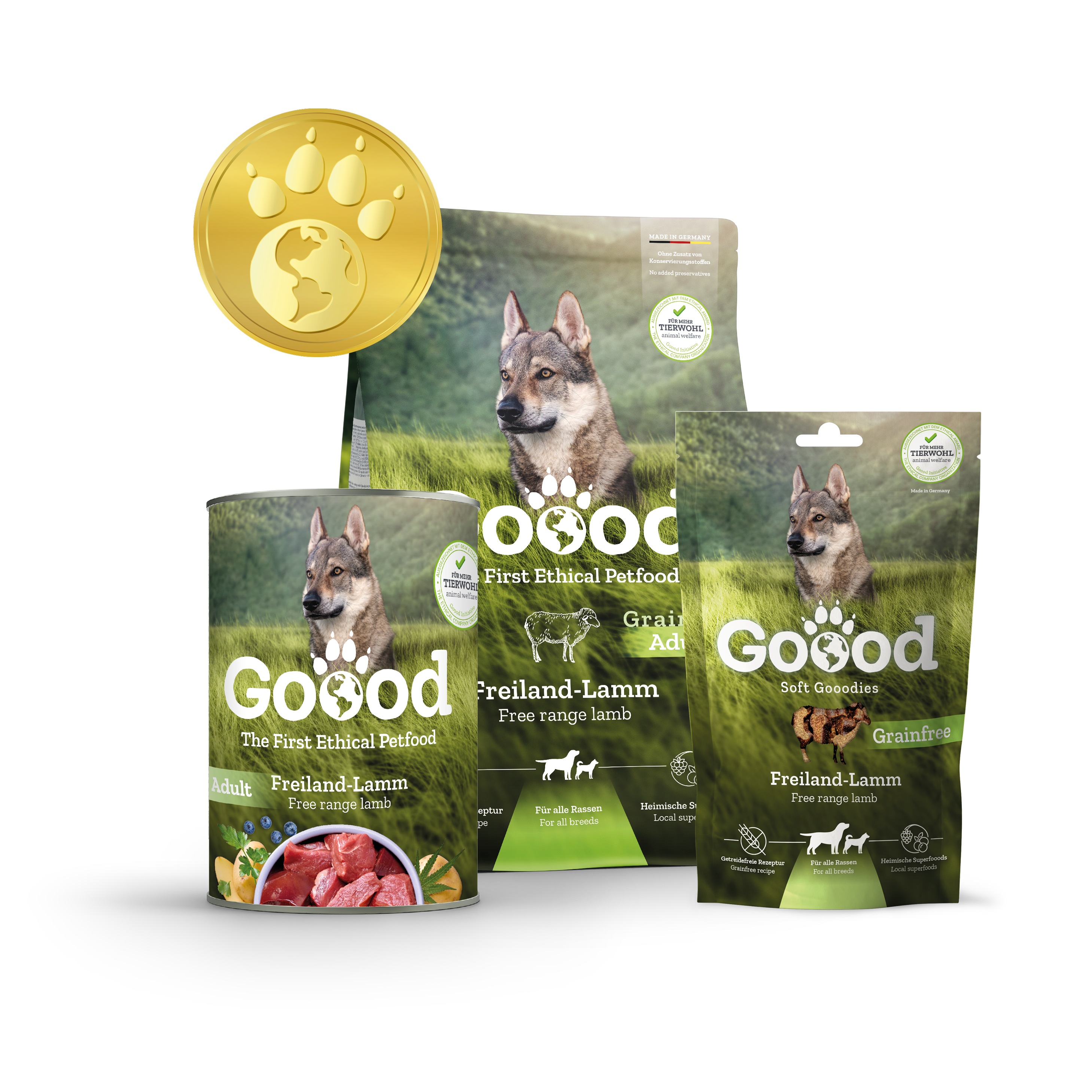 Hundefutter Produkte der Sorte Lamm der Marke Goood.