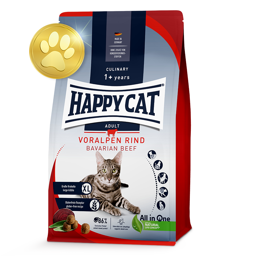 Trockenfutterpackung mit Happy Cat Treuepunkt