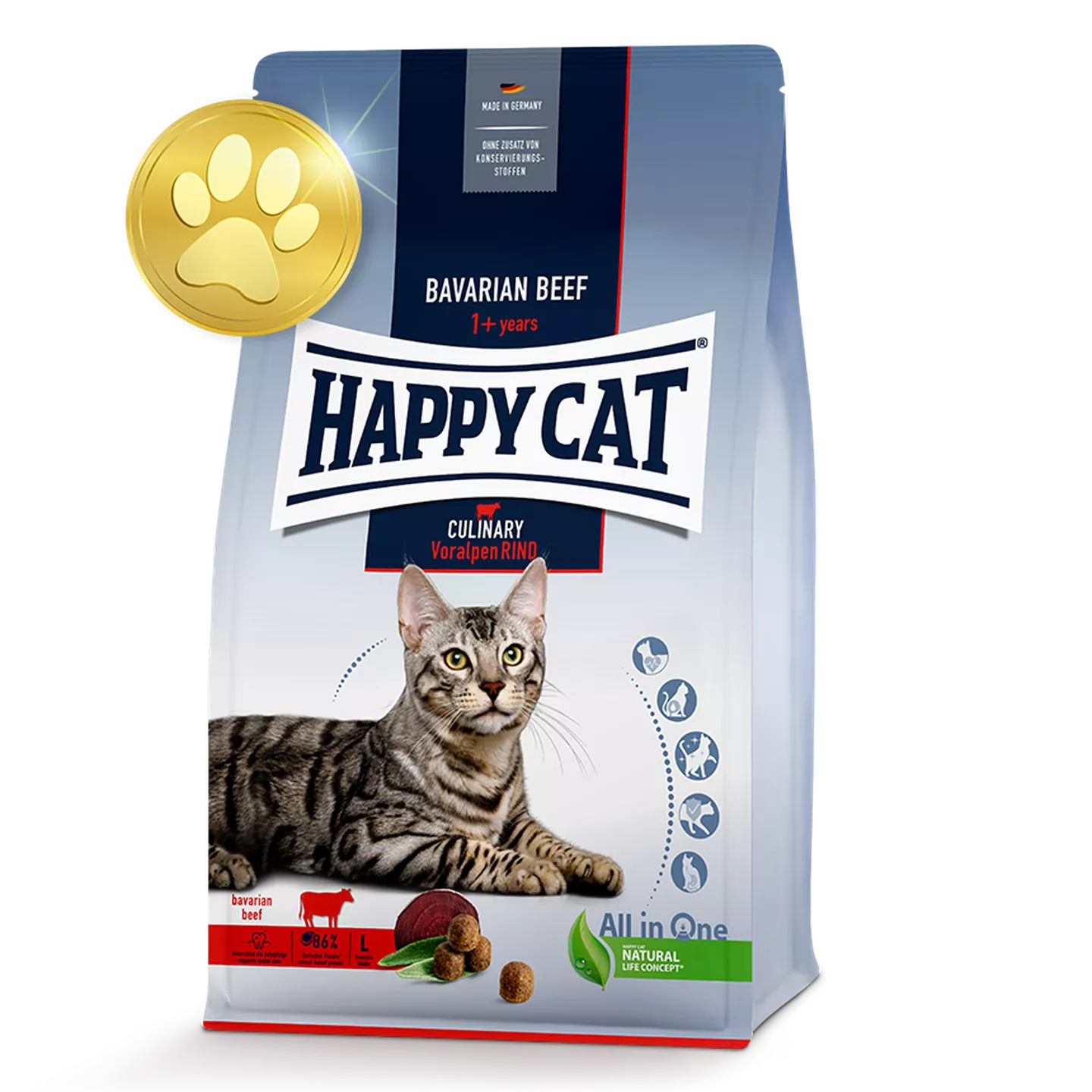 Trockenfutterpackung mit Happy Cat Treuepunkt