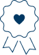 Icon eines Siegels mit einem blauen Herzen in der Mitte.